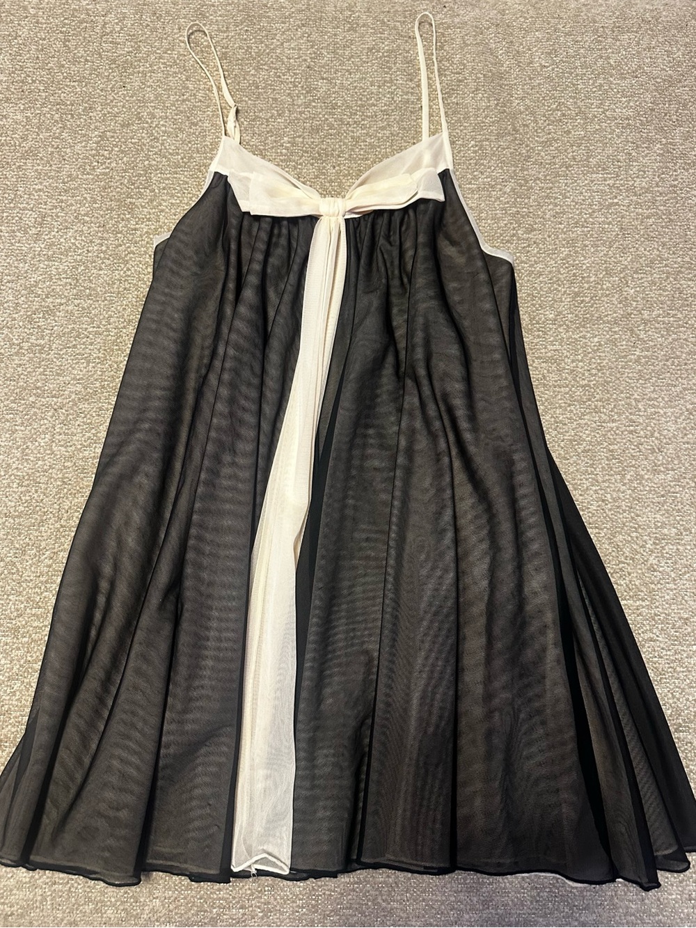 Vintage Betsey Johnson Intimates Black Cream Sheer Mesh Babydoll Nightie Size M